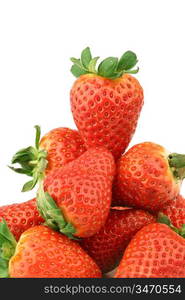 strawberry pile on white background