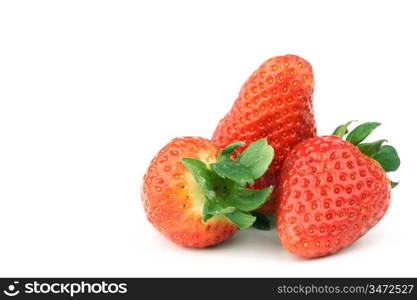 strawberry pile on white background