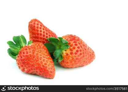 strawberry pile on white background