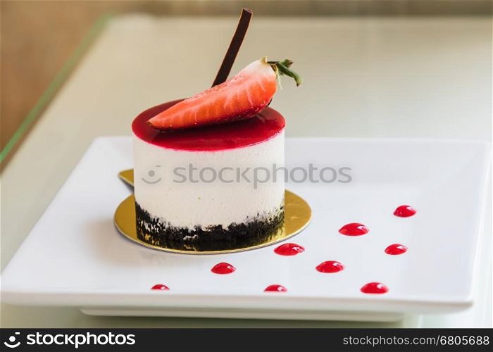 strawberry shortcake on white dish