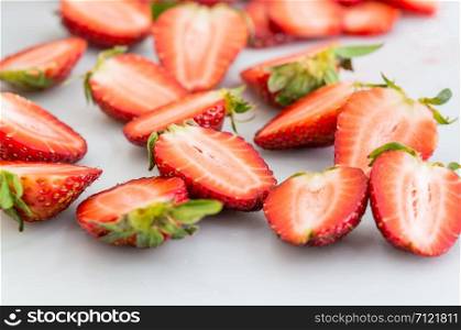 strawberry slice on cutting boards