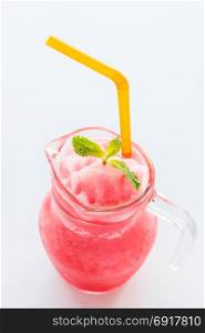 Strawberry smoothie healthy milkshake drink. On white background.