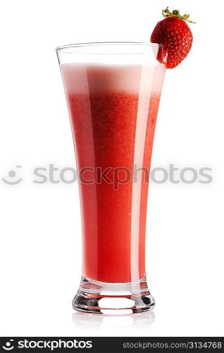 Strawberry smoothie isolated on white