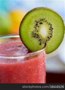 Strawberry Smoothie Representing Kiwi Fruit And Tropical