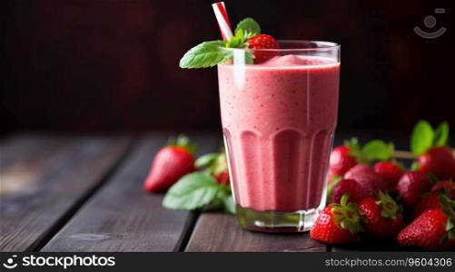 Strawberry smoothie selective focus detox diet food vegetarian food healthy eating concept.