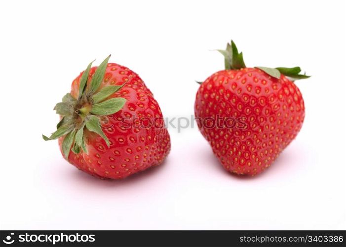 Strawberry. Two fresh strawberries on a white background