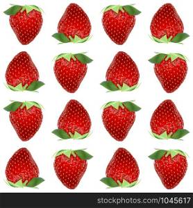 Strawberry vector seamless pattern whole berries, top view on white background. Stock illustration. Strawberry seamless pattern realistic whole berries, top view on white background. Vector stock illustration