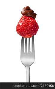 strawberry with chocolate on white background