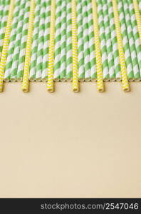 straws green yellow colors copy space