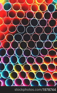 Straws. Macro abstract image with beautiful multi-colored background.