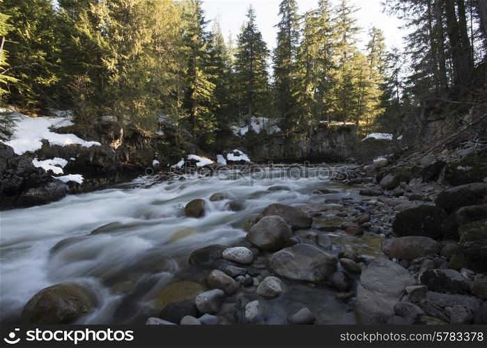 Stream flowing through rocks, Whistler, British Columbia, Canada