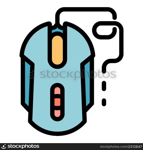 Stream gaming mouse icon. Outline stream gaming mouse vector icon color flat isolated. Stream gaming mouse icon color outline vector