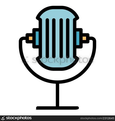 Stream microphone icon. Outline stream microphone vector icon color flat isolated. Stream microphone icon color outline vector