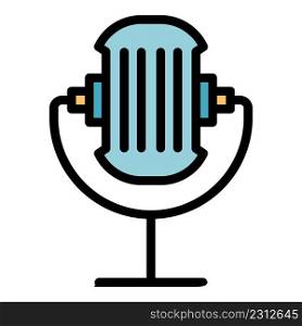 Stream microphone icon. Outline stream microphone vector icon color flat isolated. Stream microphone icon color outline vector