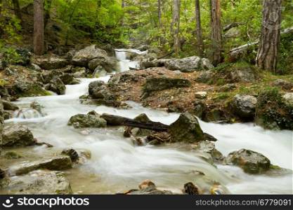 Stream of the mountain river ( long exposure )