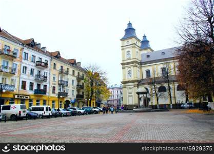 street and square in Ivano-Frankivsk. panorama with street and square in Ivano-Frankivsk