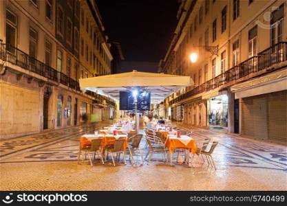 Street cafe in the center of Lisbon, Portugal