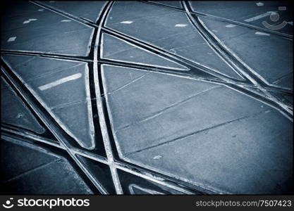 Street car train tracks.