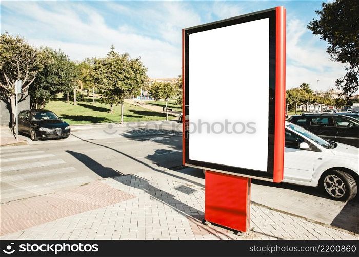 street empty advertising stand sunlight