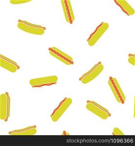 Street Fast Food Seamless Pattern. Fresh Hot Dog. Unhealthy High Calorie Meal.. Street Fast Food Seamless Pattern. Fresh Hot Dog. Unhealthy High Calorie Meal