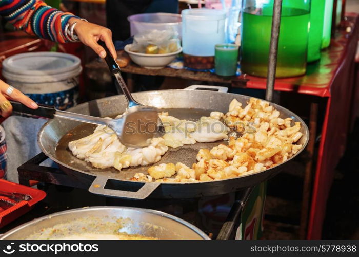 Street food in Thailand at night