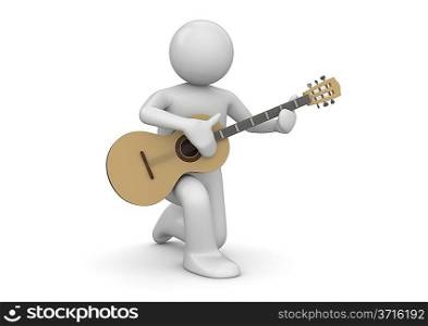 Street guitarist (3d characters isolated on white background series)