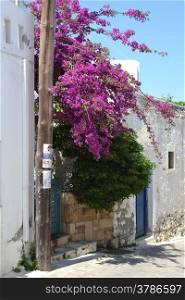 Street in Koutouloufari on Crete in Greece.
