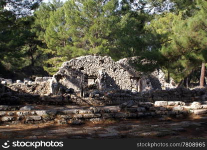 Street in old city Phaselis in Turkey