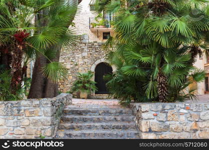 Street in the old town Antibes in France.