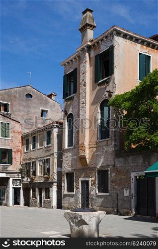 Street in the old town in Venice Italy