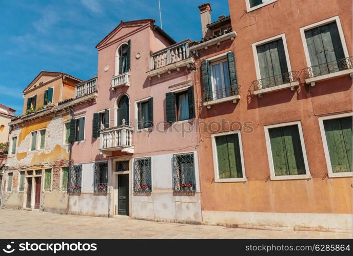 Street in the old town in Venice Italy