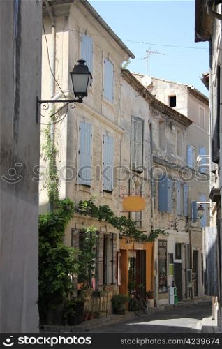 Street in the Provence, plastered houses in various colors