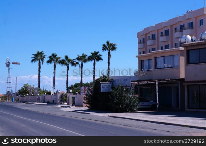 Street in the small seaside town of Cyprus