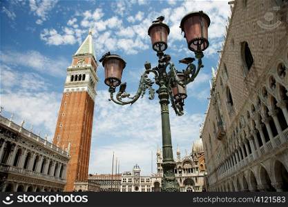 Street Lamp and Bell Tower at St Mark&acute;s Basilica
