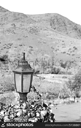 street lamp in todra gorge morocco africa and snow