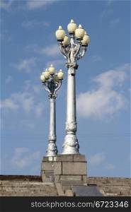 Street lights on the stairrcase in Volgograd, Russia