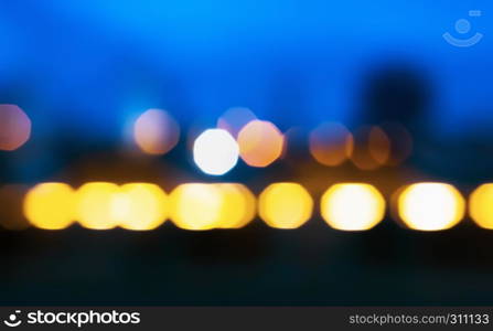 Street night light bokeh - abstract defocused blurred background.. Abstract Night Light Blurred Background