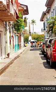 Street of a colonial and antique houses