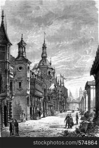 Street of Nations at the Universal Exhibition in 1878, vintage engraved illustration. Magasin Pittoresque 1880.