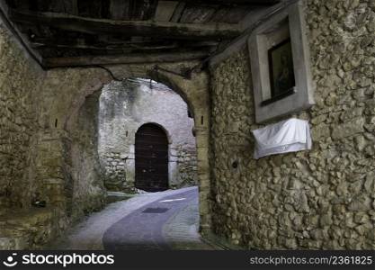 Street of Rocchettine, historic village in Rieti province, Lazio, Italy