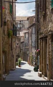 street old town Pitigliano at the province of Siena. Tuscany, Italy
