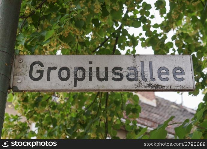 Street sign. Groupiusallee street sign in Dessau in Germany