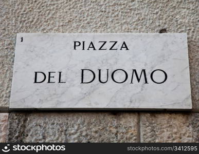 Street sign of famous interesting point in Milan center - Italy