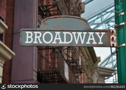 Street sign on the corner of Broadway, New York