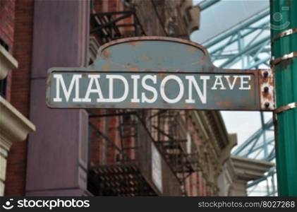 Street sign on the corner of Madison Avenue New York City