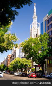 street view at sunny day at Madrid, Spain