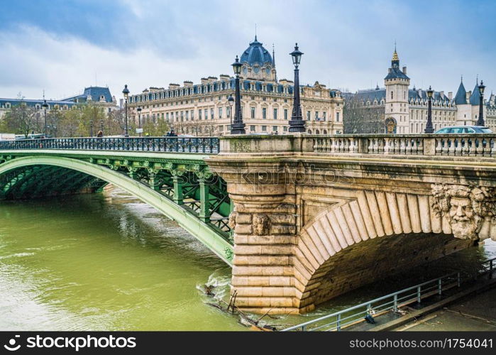 Street view in the historical centre of Paris, France