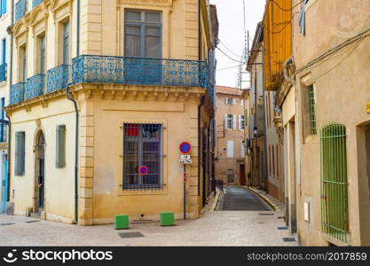 Street view of old town. B?ziers, France