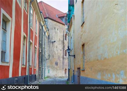 Street walls of an Old Town of Tallinn, Estonia