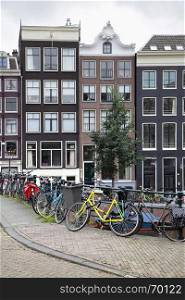 Street with bicycles in Amsterdam. Shallow DOF!